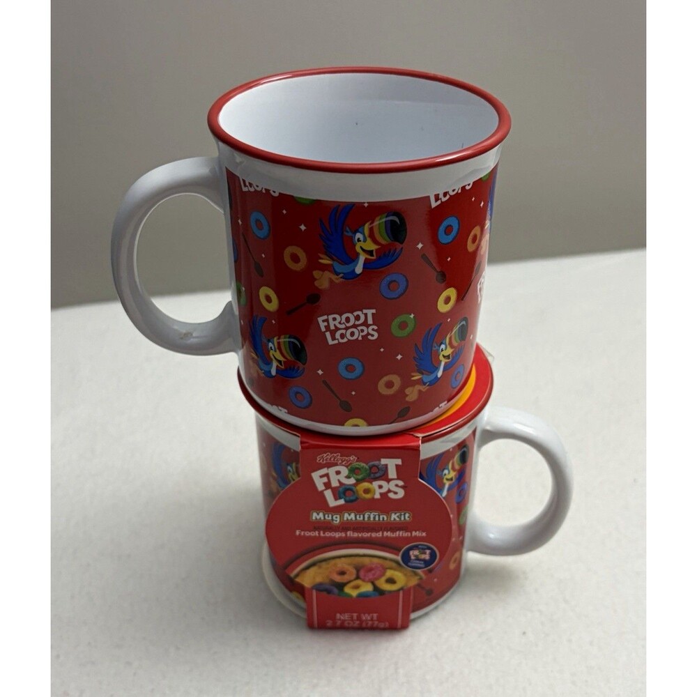 2 Kellogg’s Froot Loops Mug  10 Oz Toucan Sam Galerie Ceramic Cereal Cup